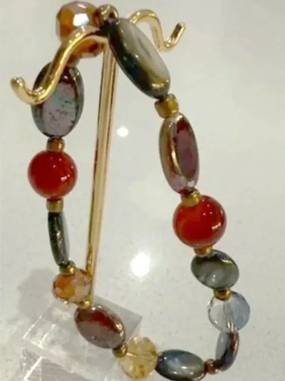 Mixed Materials Glass and Stone Bracelet